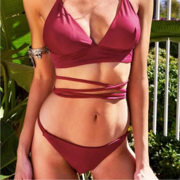 Women's Wrap Bikini Set - RED - Picture 1 of 6